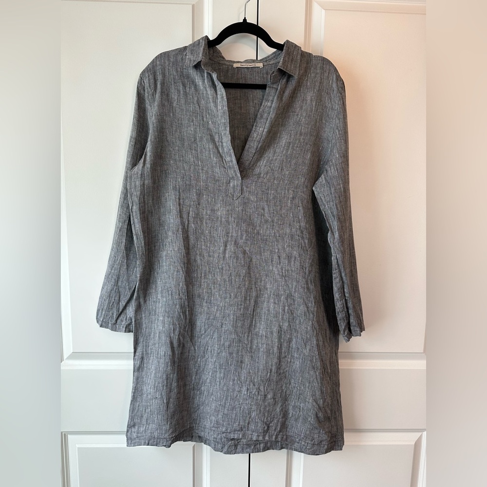 Flora Dancia Women’s Katie Linen Dress Gray Size 5/XL